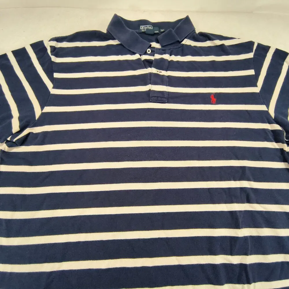 Polo by Ralph Lauren Short Sleeve Collared Polo Shirt Mens Size 2XB Navy White